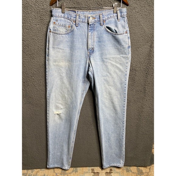Vintage 90s LEVIS 550 Jeans 32x35 Relaxed-Fit Light Stonewash Red Tab USA Made - Picture 4 of 16